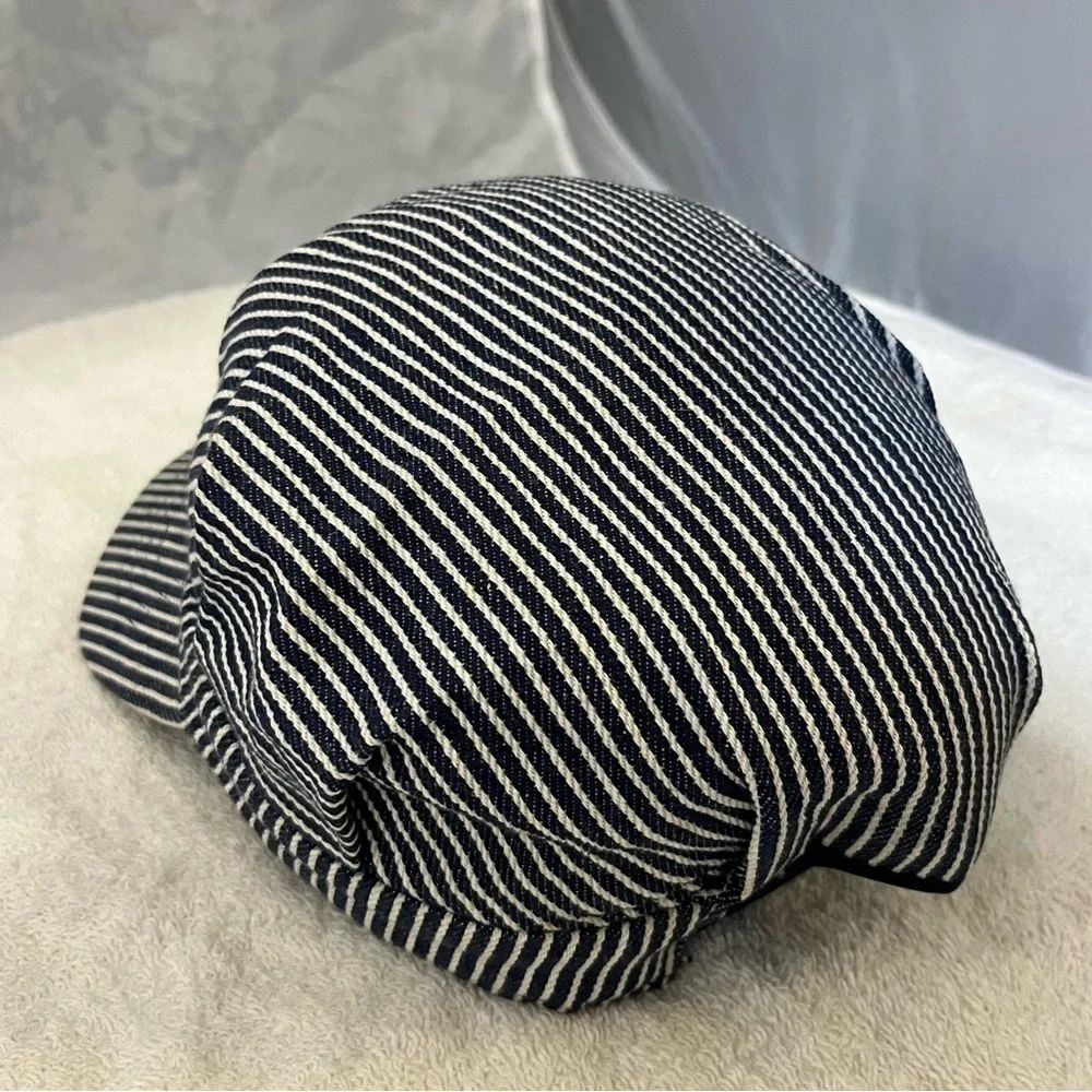 Striped Conductor Hat with Royal Gorge Route Railroad Cap Embroidered Patch